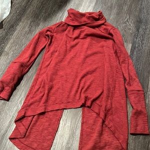 Red turtleneck with slit up back